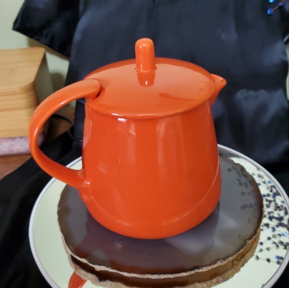 ForLife Company 12 Oz Tea Bag Ceramic Teapot In Mandarin Orange (NAV1)